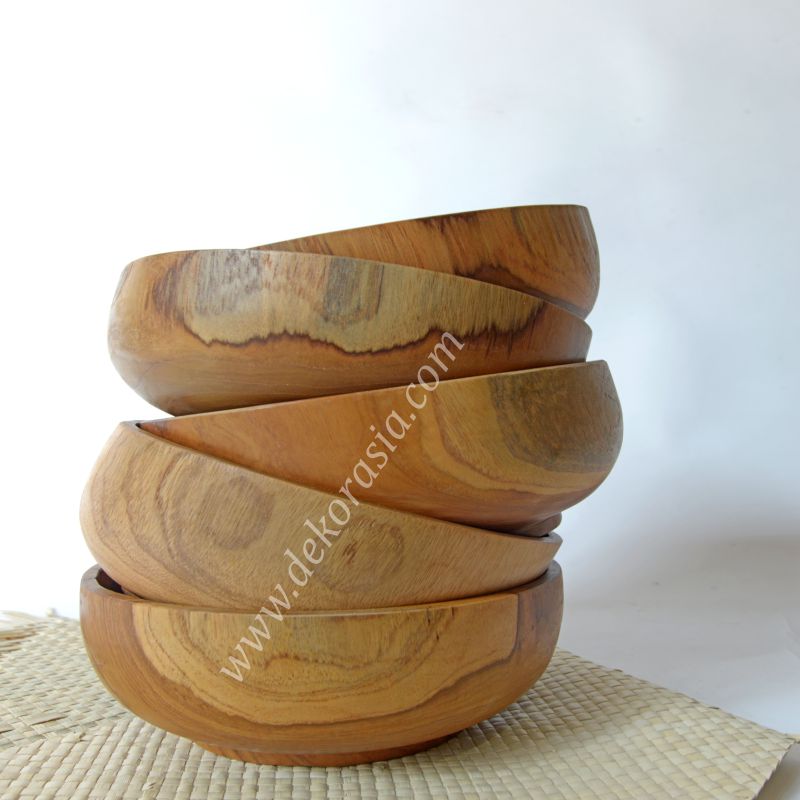 Teak Round Wood Bowl D 6.8 Inc | Kitchen Tools | Wooden