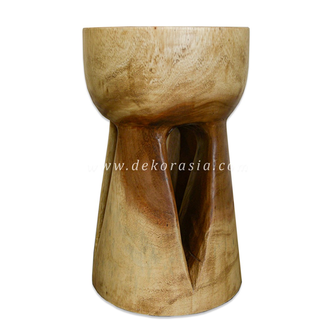 Carved Wooden Suar Stool